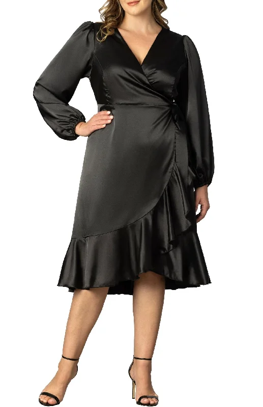 Serena Satin Wrap Dress - Plus