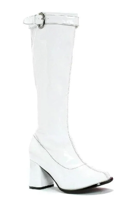 300-HIPPIE GoGo Boot  | White Patent