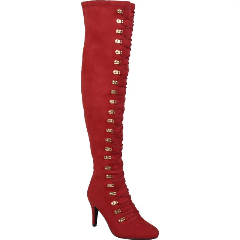 Trill Womens Zipper Wide Calf Thigh-High Boots