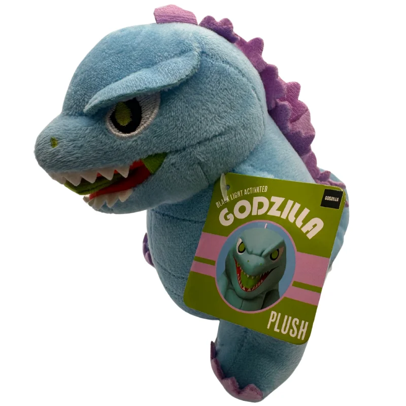 Colorful and vibrant plush creations6” Neon Blue Blacklight Godzilla Plush