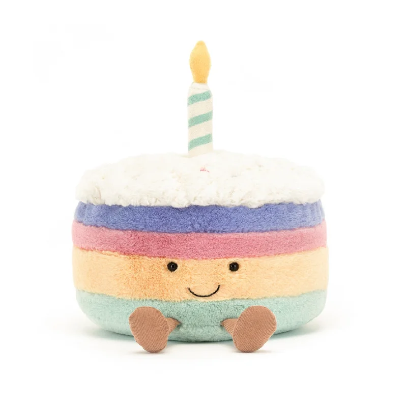 Adorable and plush Jellycat emotional support friendsAmuseable Rainbow Birthday Cake - Medium By Jellycat Adorable and plush Jellycat emotional support friendsAmuseable Rainbow Birthday Cake - Medium By Jellycat
