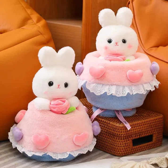 Huggable and cozy plush toysBunny Blossom: Transforming Rabbit to Bouquet Plush Toy