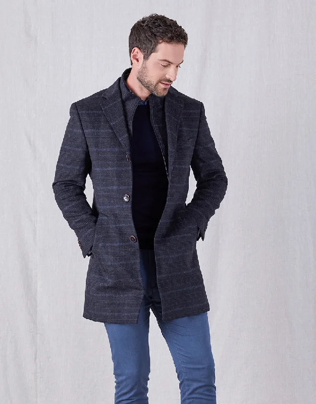 Final clearance: Men’s clothing items up to 70% off!  Compton Charcoal Check Overcoat