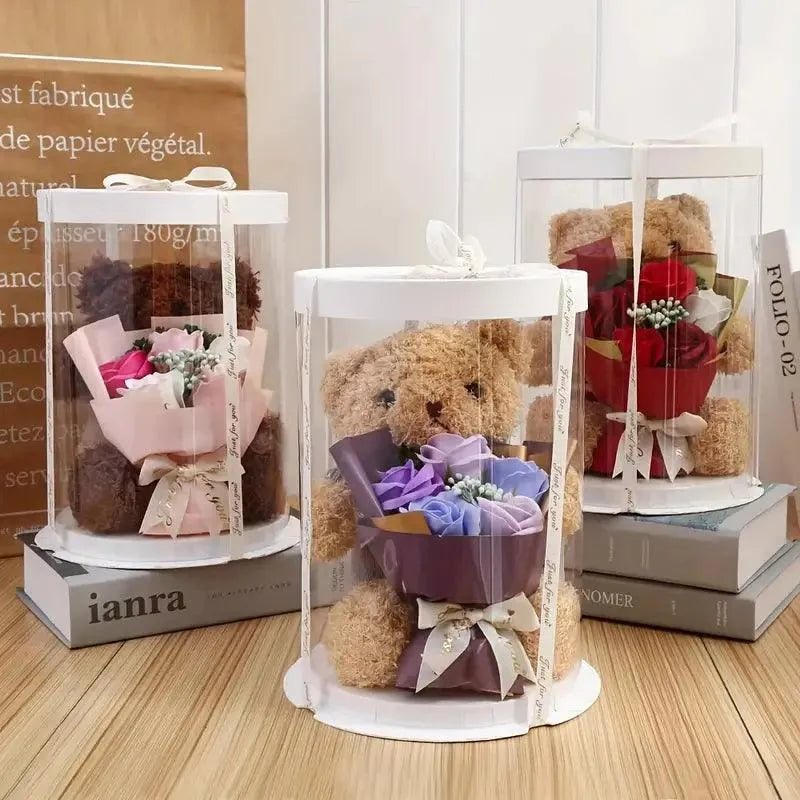 Colorful and vibrant plush creationsCute Teddy Bear with Flowers