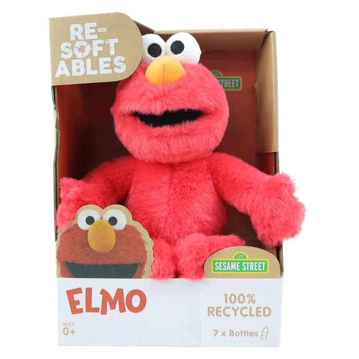 Cheerful and happy stuffed figuresELMO, Sesame Street Re-Softables Plush