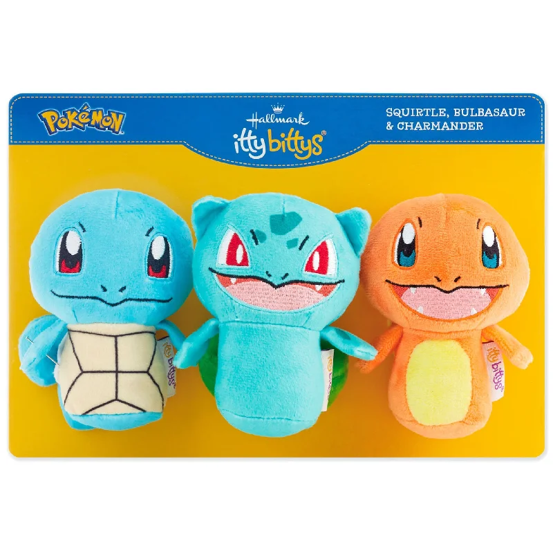 Adorable and tiny stuffed crittersHallmark itty bittys® Starter Pokémon Plush Set of 3 Squirtle, Charmander, and Bulbasaur Adorable and tiny stuffed crittersHallmark itty bittys® Starter Pokémon Plush Set of 3 Squirtle, Charmander, and Bulbasaur