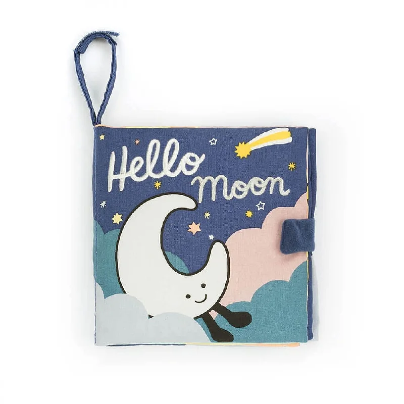 Sweet and endearing Jellycat stuffiesHello Moon Fabric Book By Jellycat
