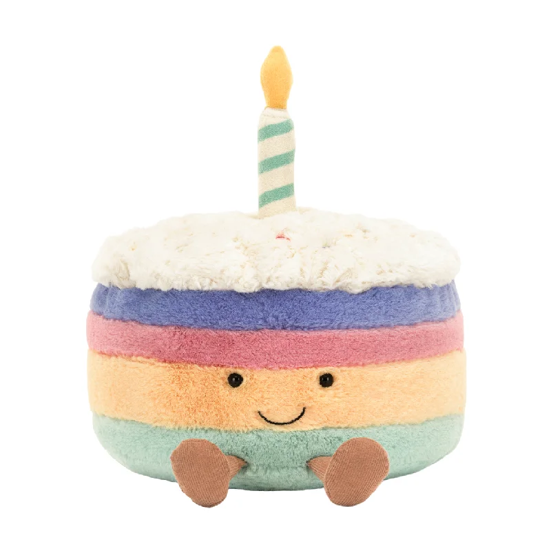 Cuddly and endearing Jellycat timeless appealAmuseables Rainbow Birthday Cake Soft Toy | Large Cuddly and endearing Jellycat timeless appealAmuseables Rainbow Birthday Cake Soft Toy | Large