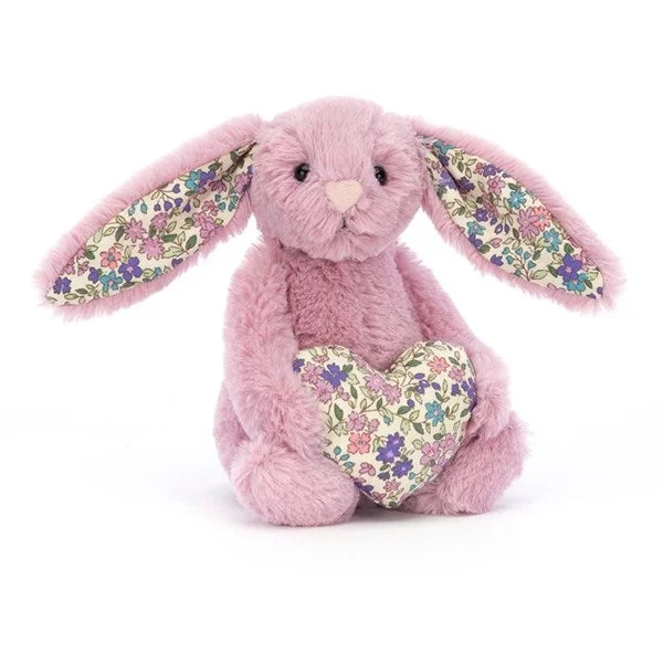 Fluffy and charming Jellycat itemsJellycat Bashful Kanin Blossom med Hjerte 15 cm