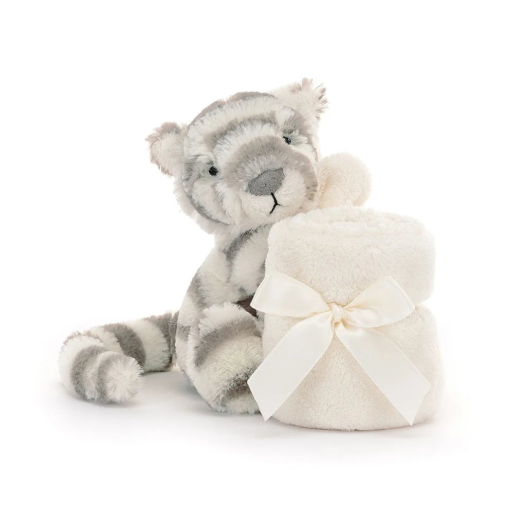 Cuddly and snuggly Jellycat snuggle partnersJELLYCAT BASHFUL SNOW TIGER SOOTHER GREY & WHITE 13X34X34 CM Cuddly and snuggly Jellycat snuggle partnersJELLYCAT BASHFUL SNOW TIGER SOOTHER GREY & WHITE 13X34X34 CM