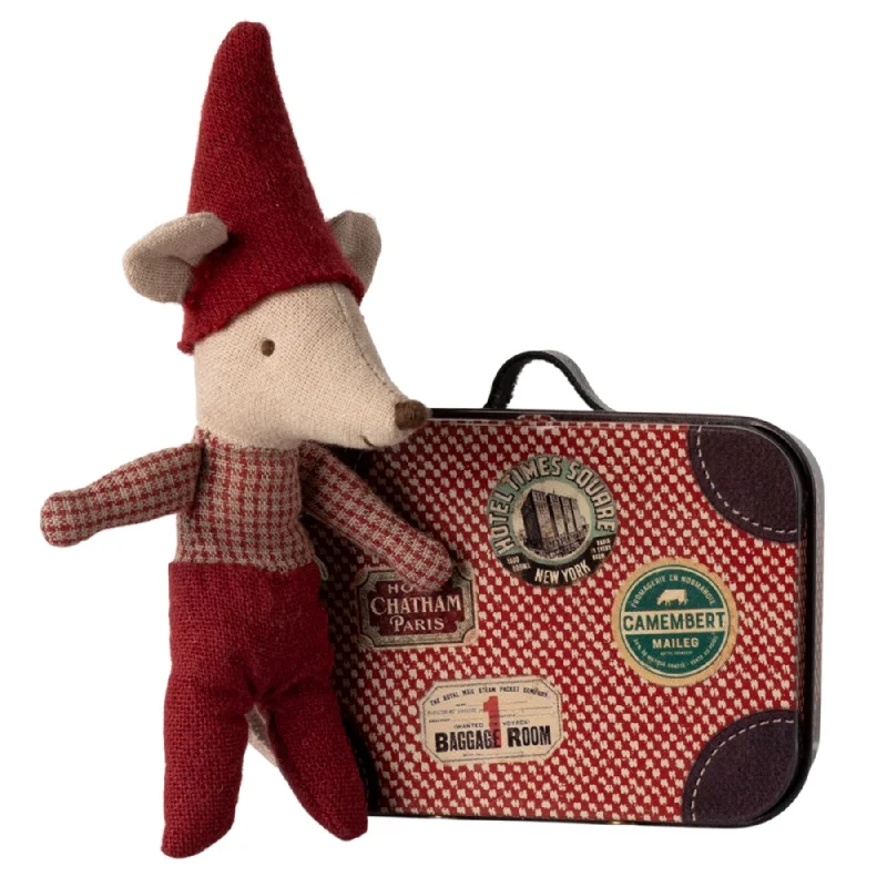 Endearing and lovable stuffed toysBaby Christmas Mouse in Suitcase