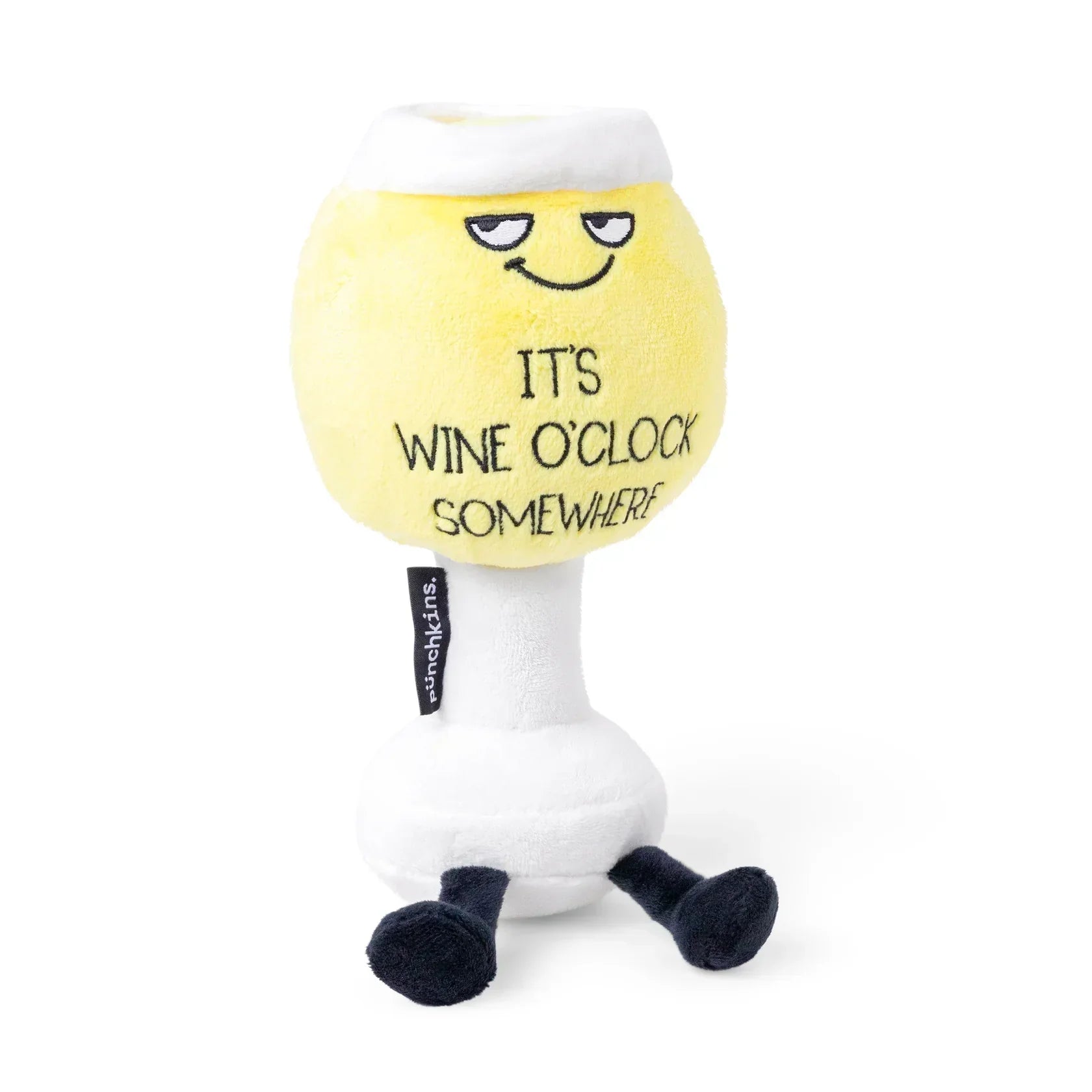 Playful and cheerful stuffed creatures"Its Wine O'Clock Somewhere" Plush White Wine