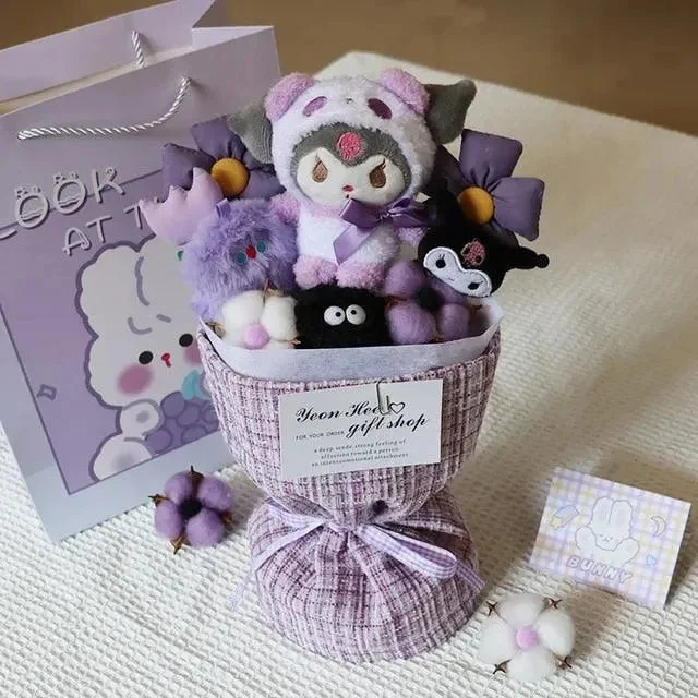 Adorable and charming plush figuresPremium Sanrio My Melody Kuromi Hello Kitty Doll Bouquet