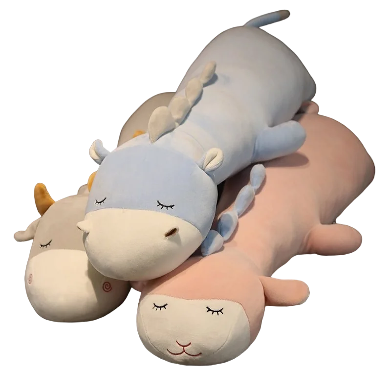 Cuddly and comforting plush charactersSleeping Pastel Animal Body Pillow