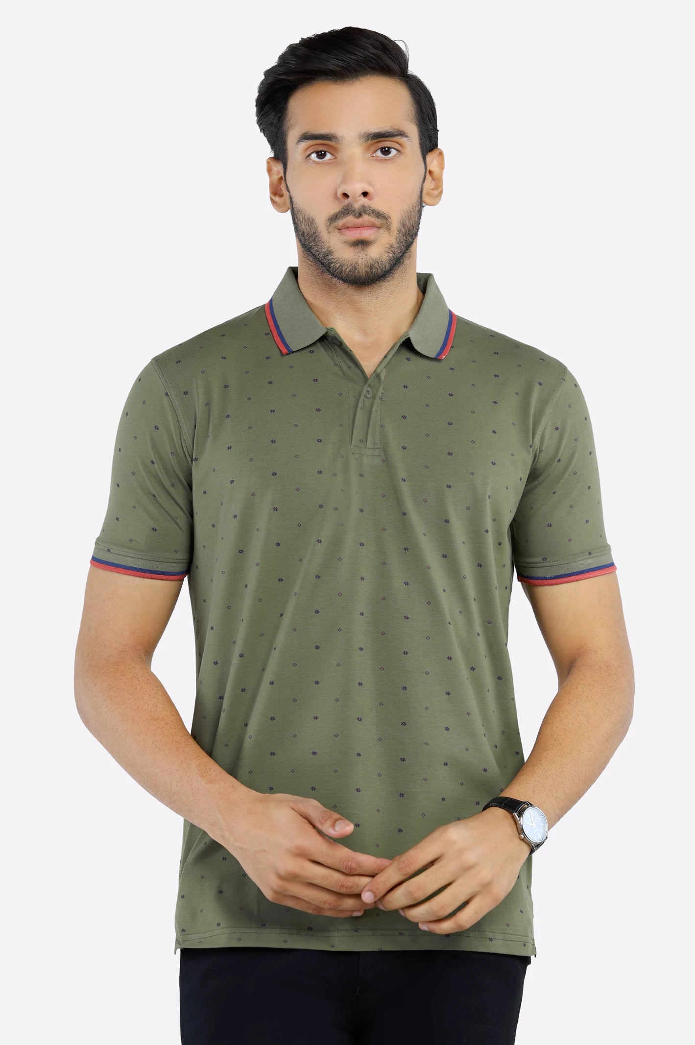 Shop stylish and affordable clothes –   Olive All Over Printed Polo