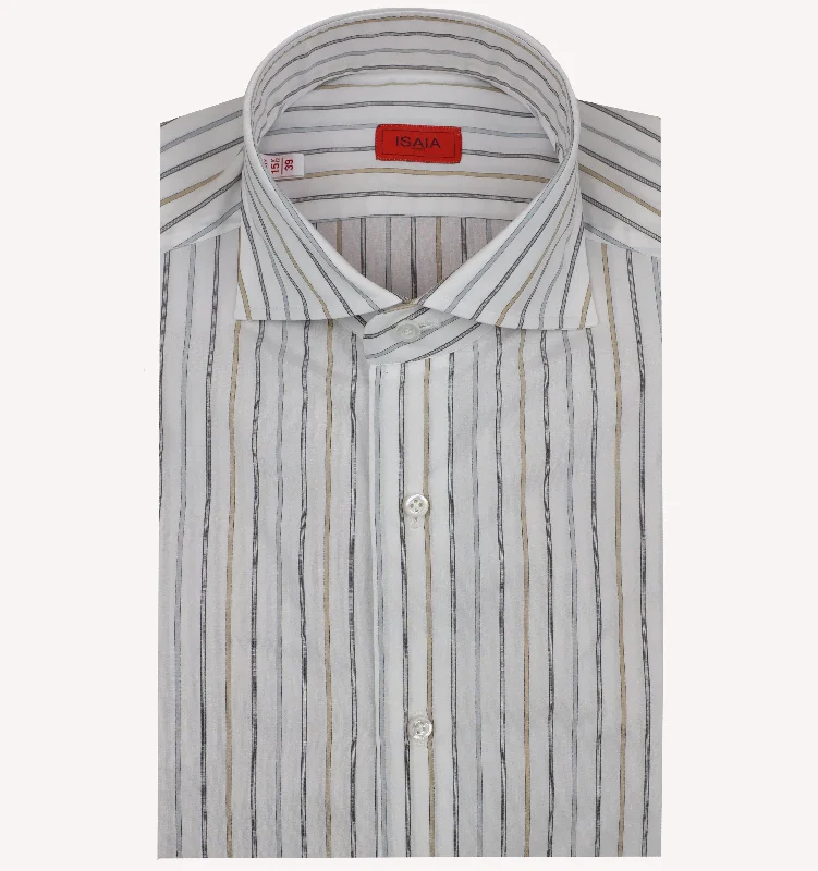 Best clothing deals . – Save up to 70% on trendy styles.  Isaia Stripe Dress Shirt in Grey Tan Multi