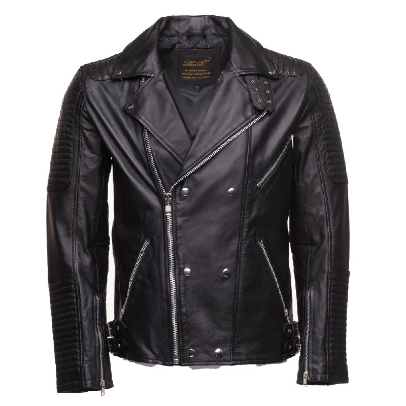 Shop men’s and women’s fashion at unbeatable prices today!  Micheals Biker style leather jacket with Snap buttons closure