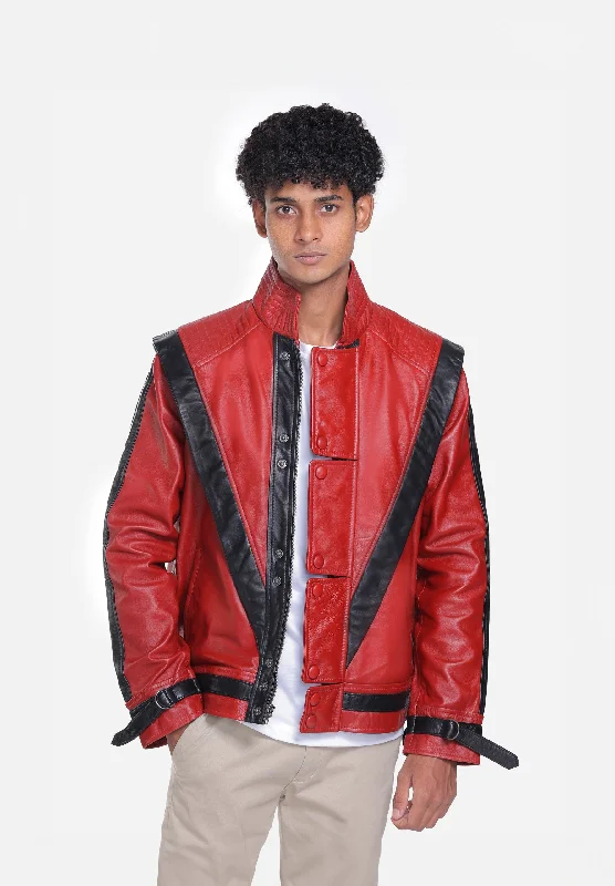 Men’s clothing at unbeatable prices – shop the sale today!  Red Thriller Leather Jacket