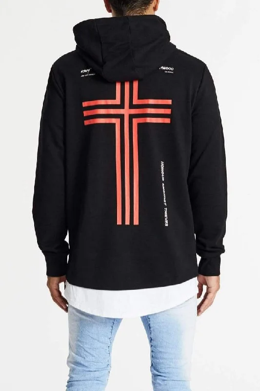 Shop the latest trends in men's clothing at unbeatable prices.  KISS CHACEY Mens Astray Layered Hem Hooded Sweater - Jet Black