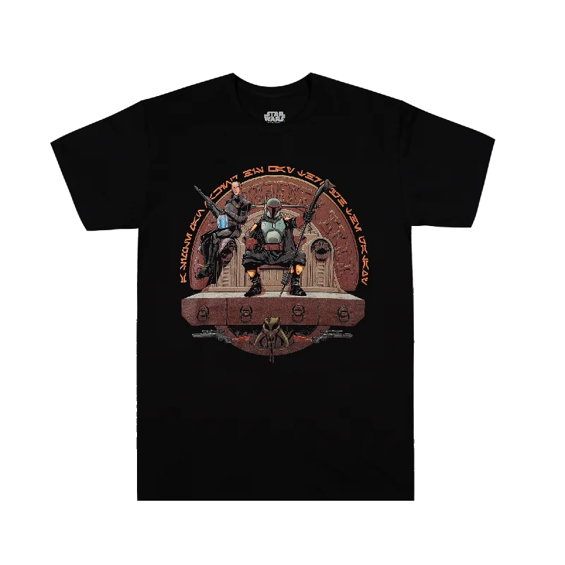 Shop the ultimate men’s clothing sale – incredible prices on your favorite styles.  Boba Fett Throne Color Illustration Black Tee