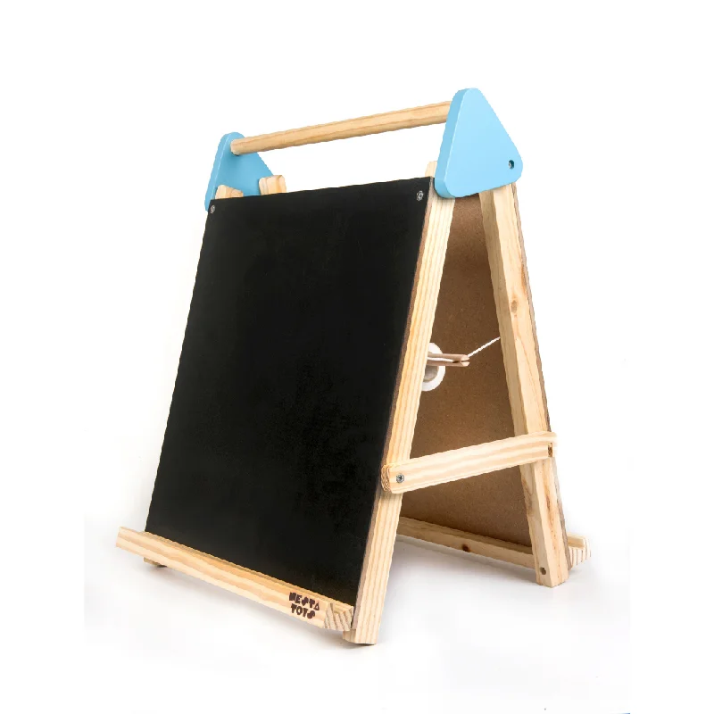 detailed wooden toys                 3-in-1 Wooden Tabletop Easel with Blackboard, Whiteboard, Paper Roll, & Accessories