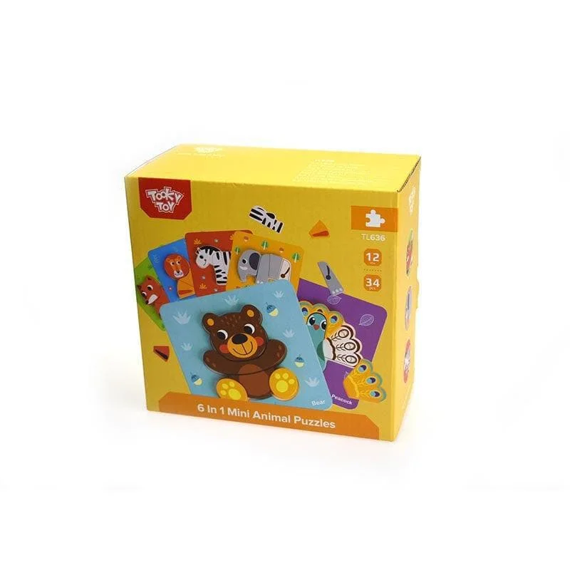 sturdy wooden toys                  6 in 1 Mini Animal Puzzle