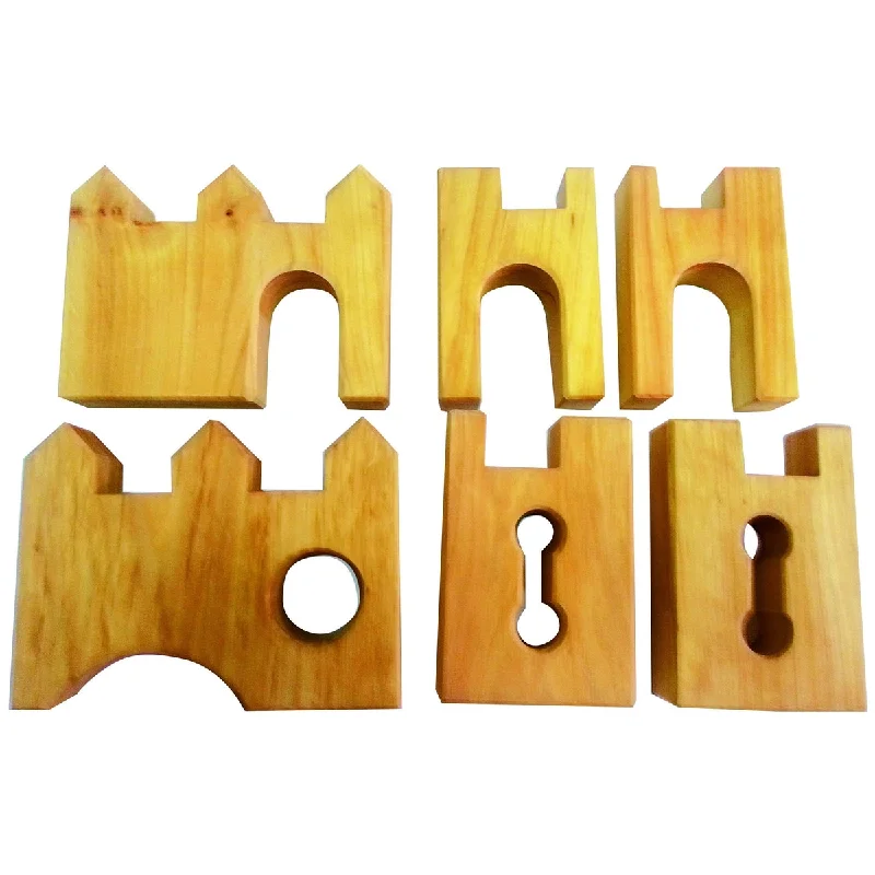 colorful and cheerful wooden toys                   Bauspiel knight's castle extension 6 pcs