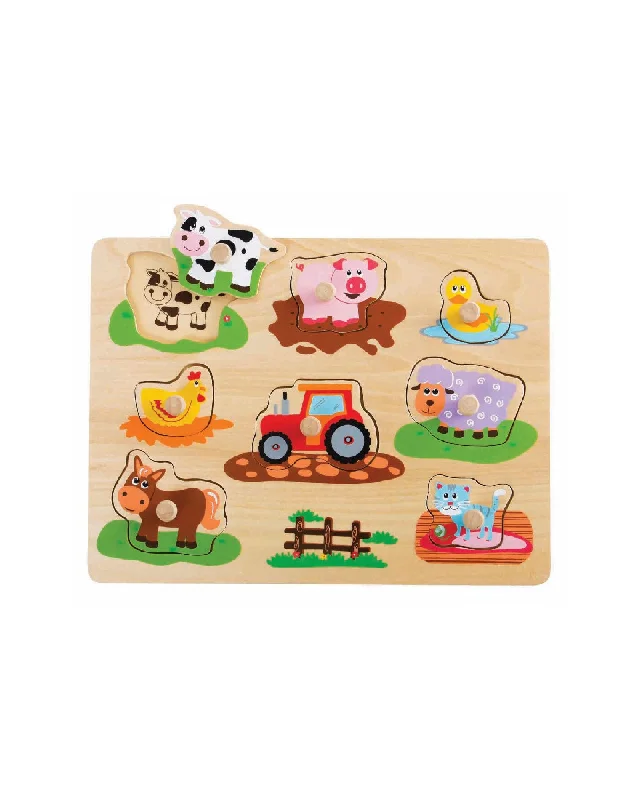 eco-friendly wooden toys                   Bello Down On The Farm Puzzle