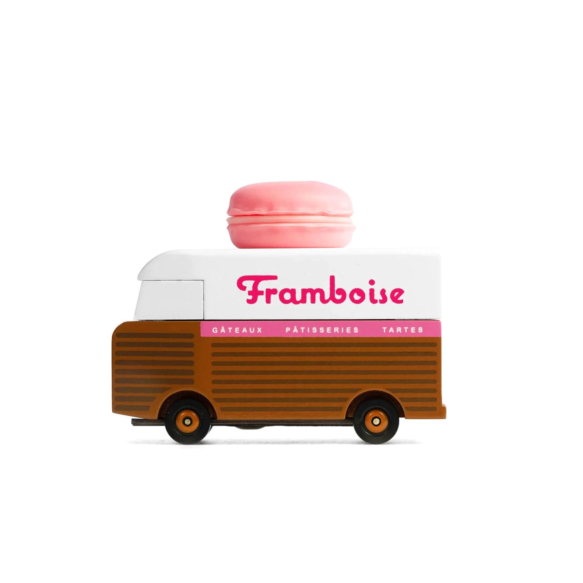 naturally finished and non-toxic wooden toys                   Candylab Candyvan pink macaron van