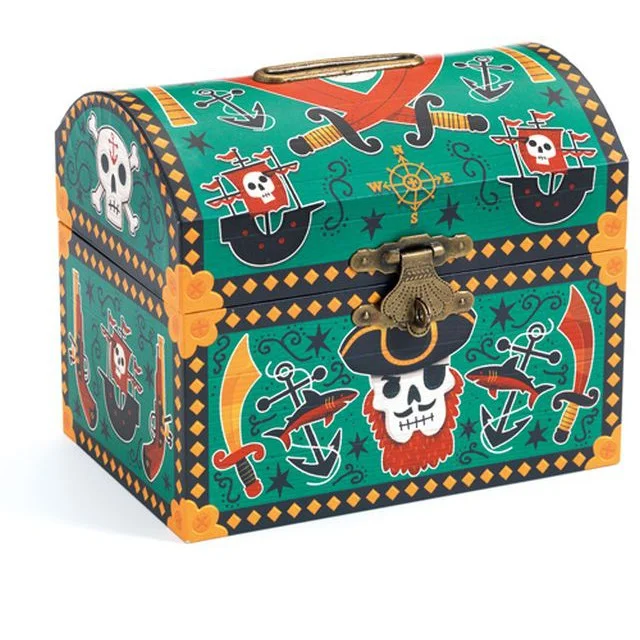 sturdy and long-lasting wooden toys for active play                   Djeco money box - pirates