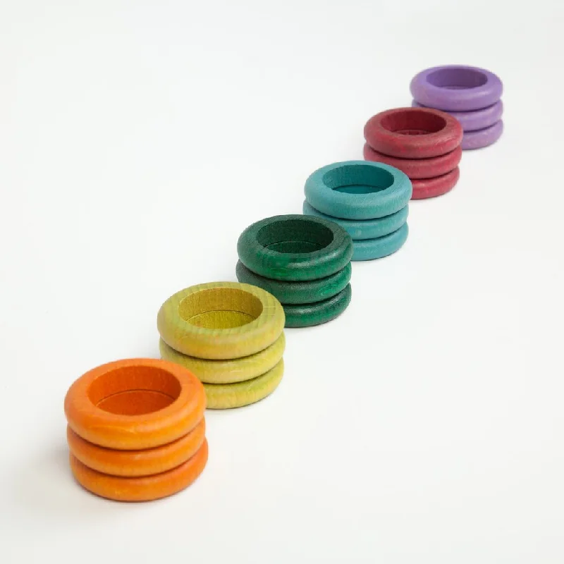 functional wooden toys               Grapat pastel rings 18 pcs