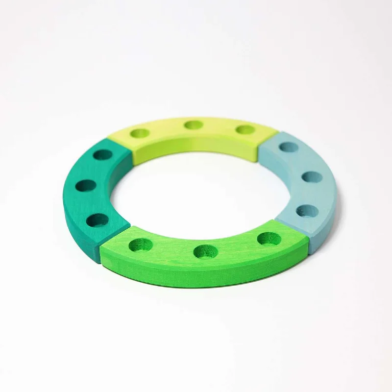safe wooden toys for babies Grimm's wooden birthday ring 12 years - green and turquoise safe wooden toys for babies Grimm's wooden birthday ring 12 years - green and turquoise