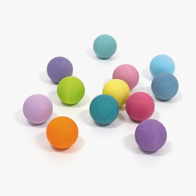 beautifully detailed wooden toys                  Grimm's small pastel balls 12 pcs