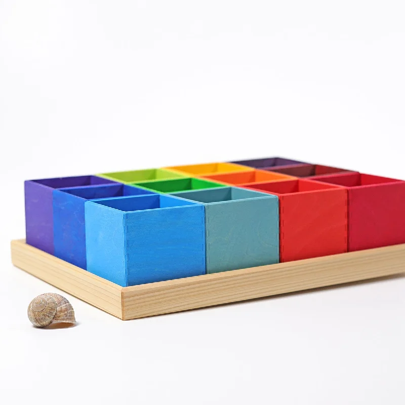 play-value packed wooden toys                   Grimm's sorting helper for beads in wood frame 12 pcs