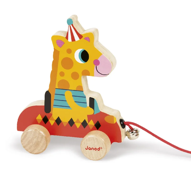 thoughtfully crafted and safe wooden toys                   Janod Circus Pull Along Toy Giraffe