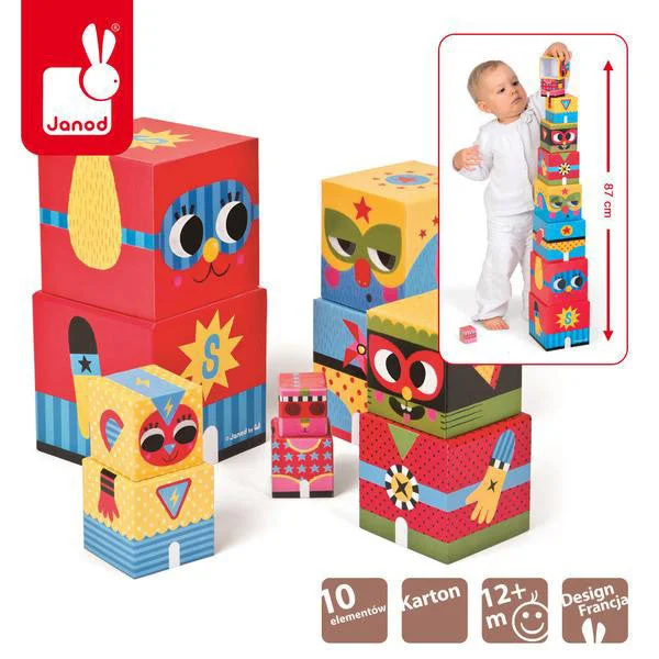 tactile wooden toys                   Janod Heroes Hologram Stacking Pyramid