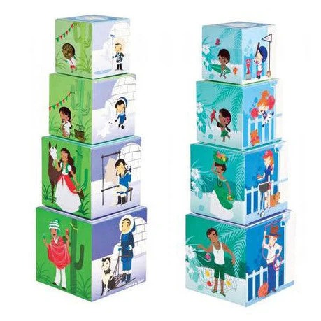 safe and durable wooden toys                   Janod Mini Pyramid Geocubes (West)