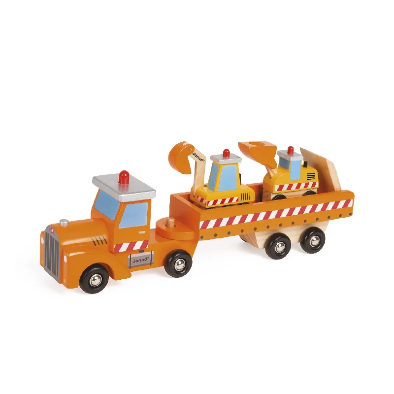 sturdy construction wooden toys                   Janod Story Construction Site Truck