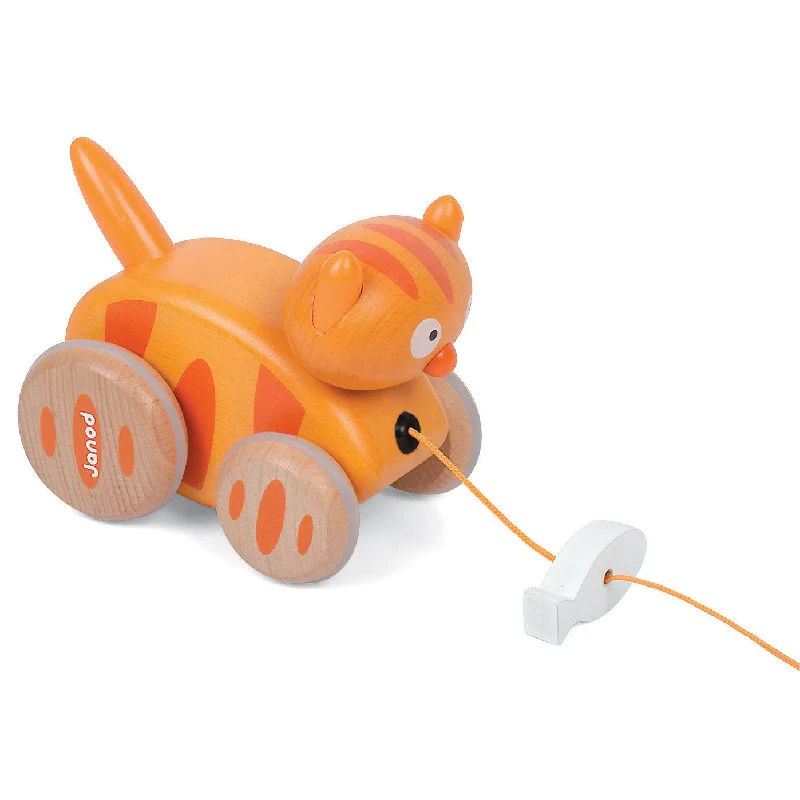 historically inspired wooden toys that teach history                   Janod Zigolos Pull Along Cat