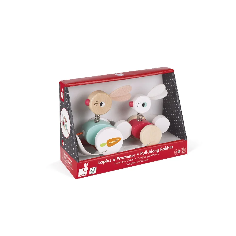 age-appropriate wooden toys                   Janod Zigolos Pull Along Rabbits