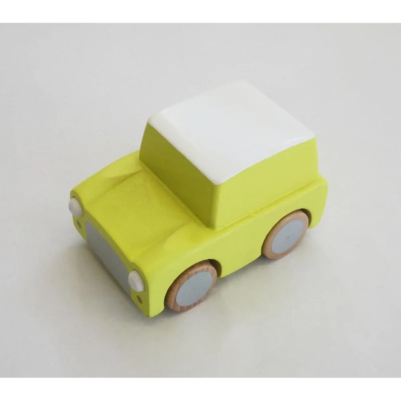 safe and durable wooden toys                   kiko+ & gg* Kuruma Classic Wooden Wind Up Car Yellow