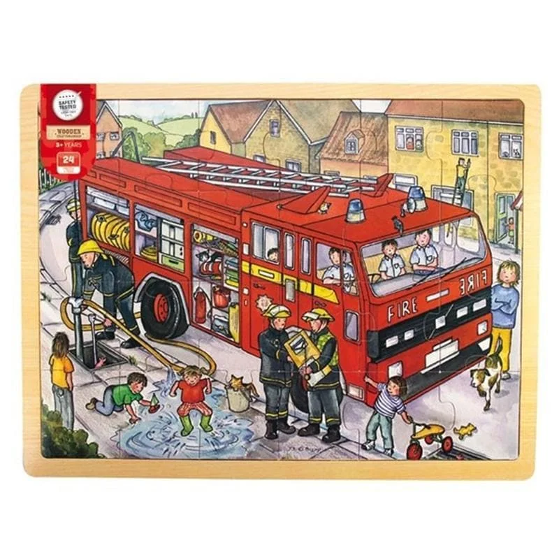 handcrafted wooden toys                  Large Tray Puzzle - Fire Engine