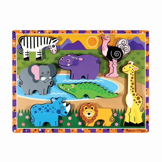 intricately designed wooden toys                 Melissa & Doug - Safari Chunky Puzzle