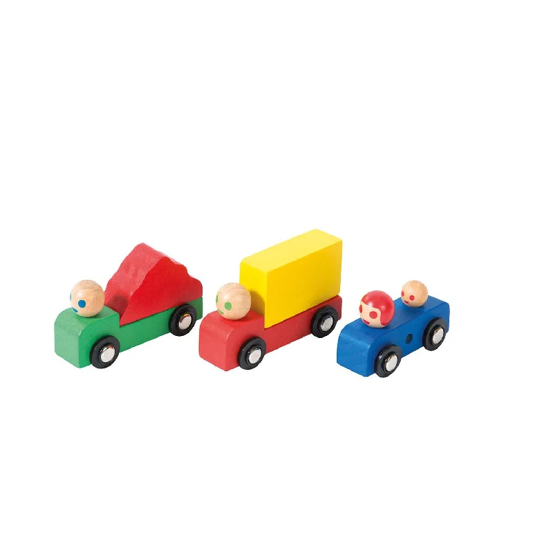 detailed wooden toys                 Moulin Roty Wooden Cars Set of 3