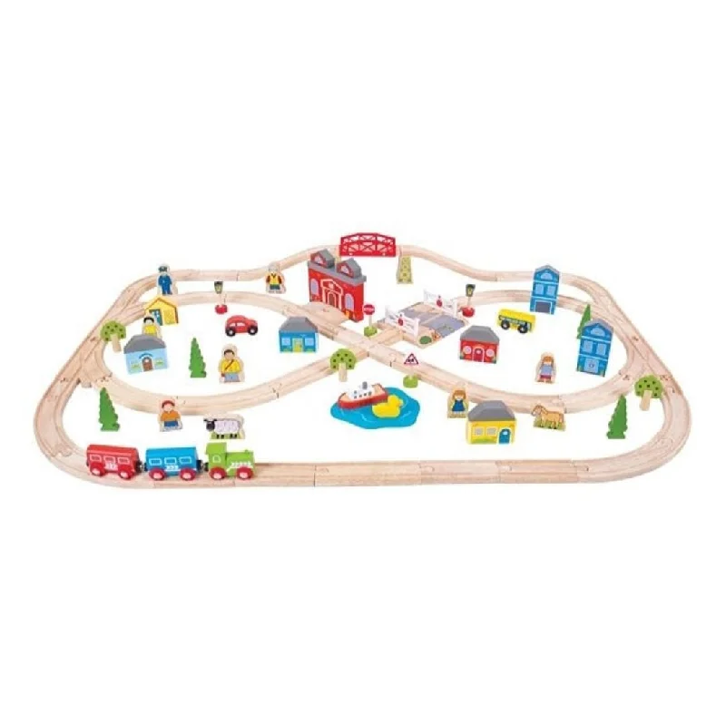 safe and non-toxic wooden toys for babies                   Town and Country Train Set