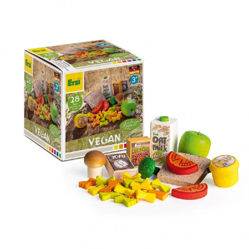 naturally finished and non-toxic wooden toys                   Erzi vegan assortment