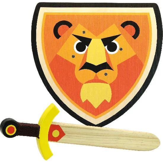 traditional wooden toys                   Vilac lion shield & sword