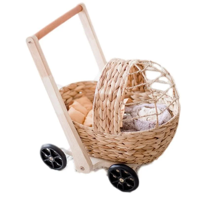 enchanting wooden toys for children                   Water Hyacinth Doll Pram & Walker Playset