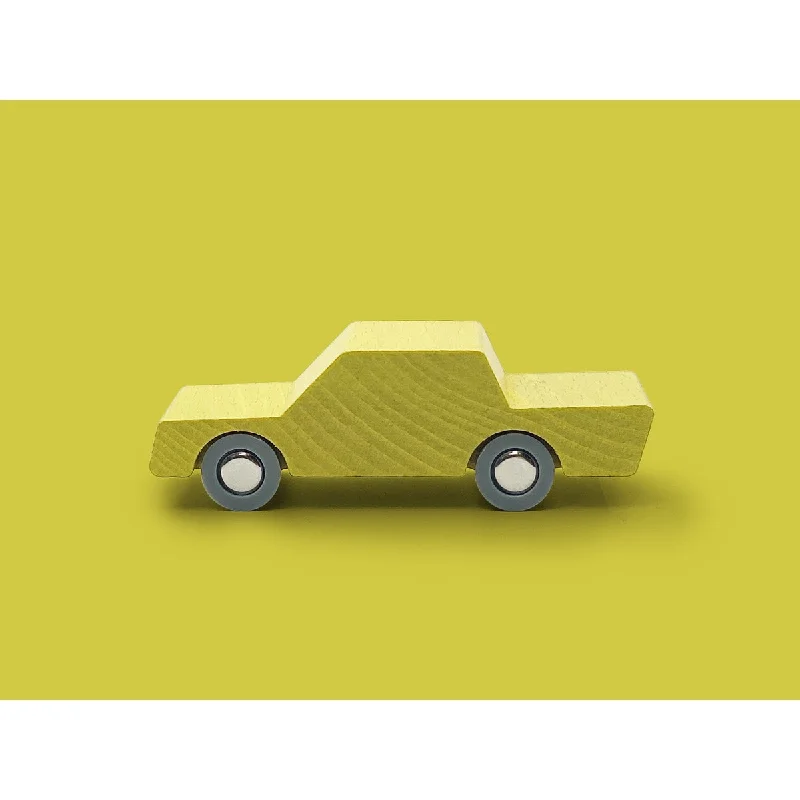 environmentally conscious wooden toys                 Way to Play back and forth car yellow