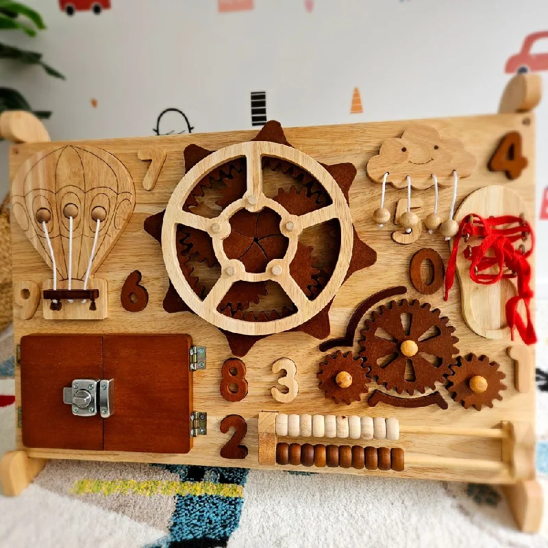 safe and durable wooden toys                   WonderPlay Busy Board